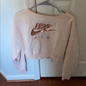 Pink and gold cropped nike sweatshirt